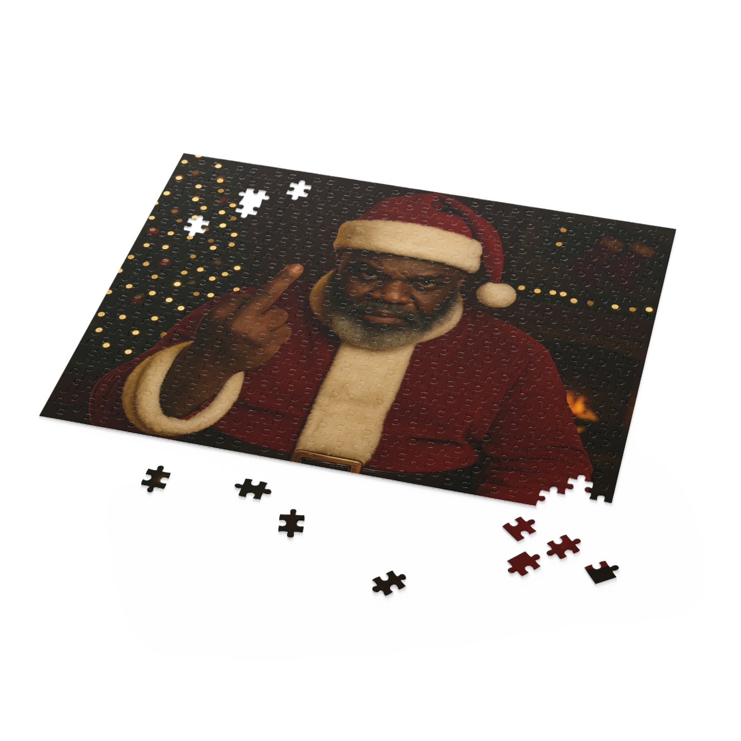 Santa Giving the Finger Puzzle — Funny Adult Christmas Jigsaw (120/252/500 pcs)