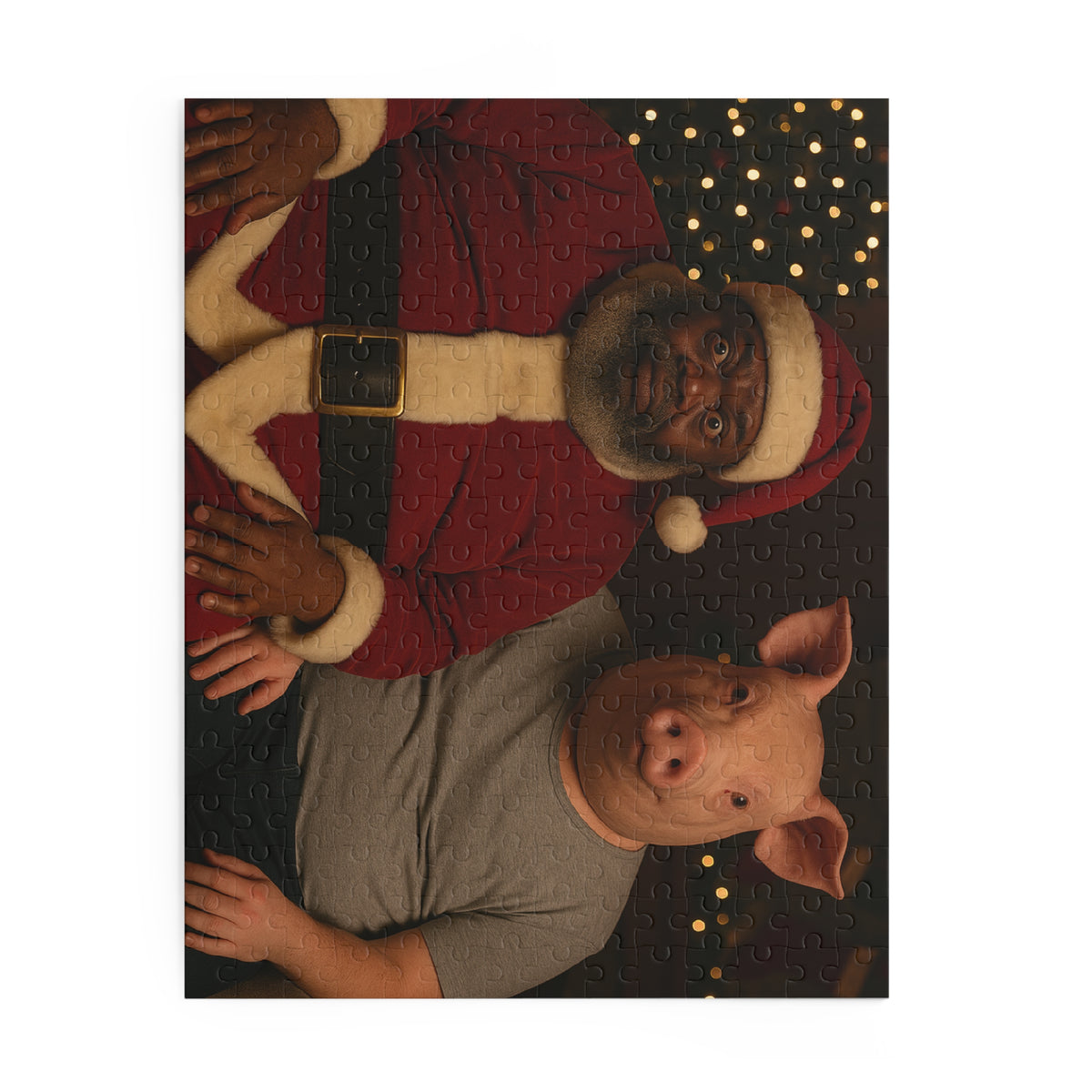 Holiday Portrait Puzzle — Santa and Pig Mask 120/252/500-Piece Jigsaw
