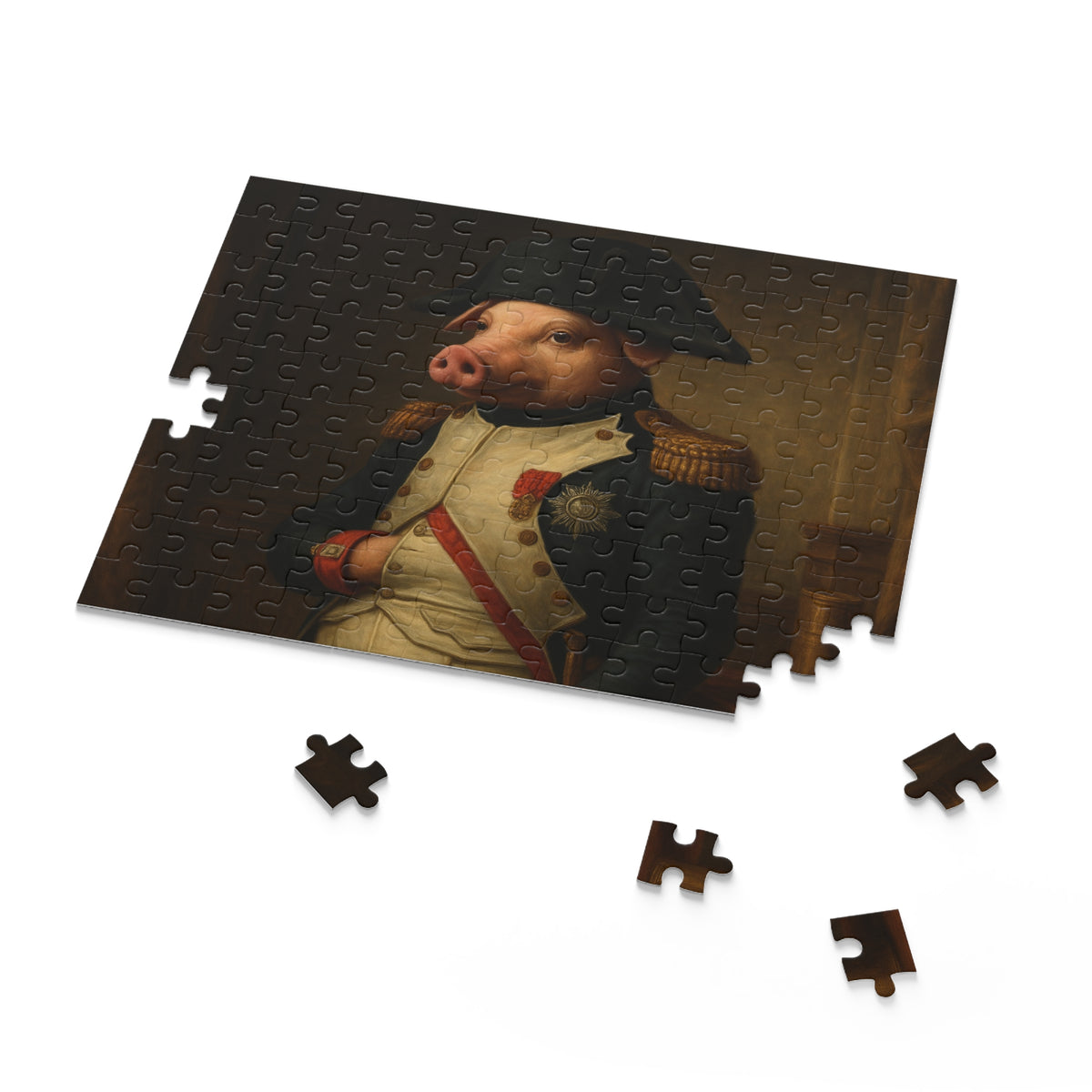 Napoleonic Pig Puzzle - 120, 252, 500-Piece Options | Unique Animal Art Jigsaw