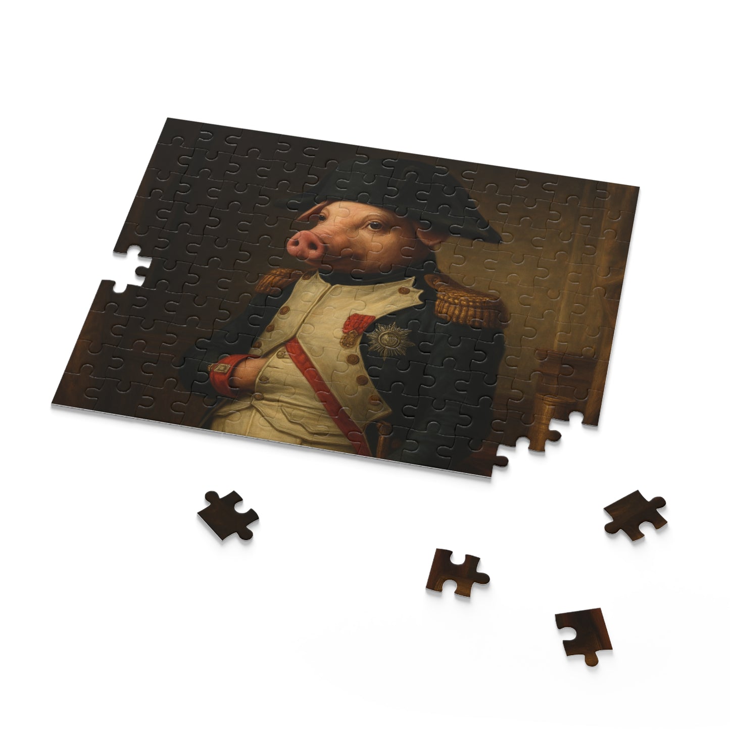 Napoleonic Pig Puzzle - 120, 252, 500-Piece Options | Unique Animal Art Jigsaw