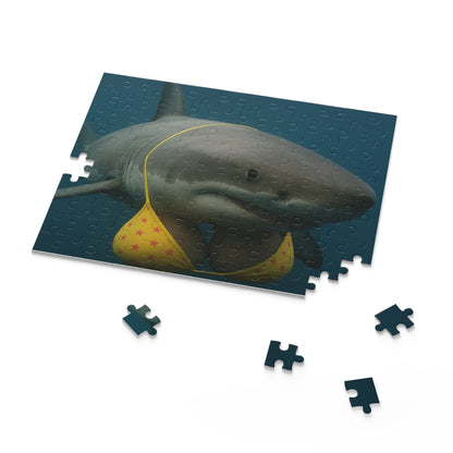 Shark in Bikini Jigsaw Puzzle — Funny Ocean Animal Puzzle (120/252/500 pcs)