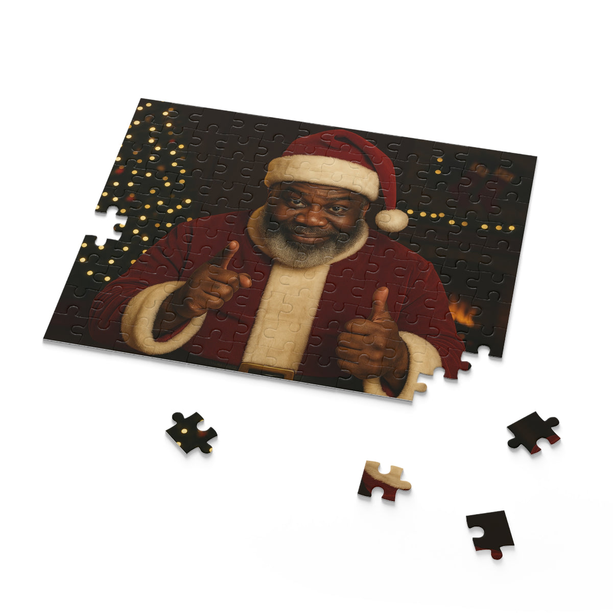 Black Santa — Festive Christmas Jigsaw (120/252/500 pcs)