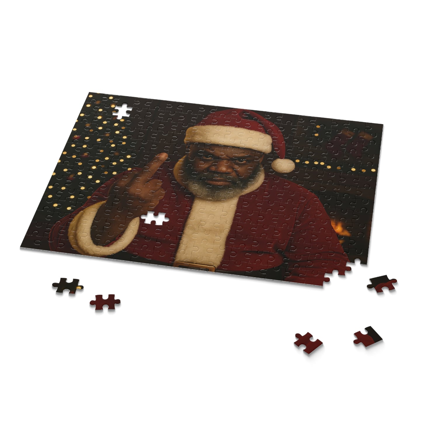 Santa Giving the Finger Puzzle — Funny Adult Christmas Jigsaw (120/252/500 pcs)