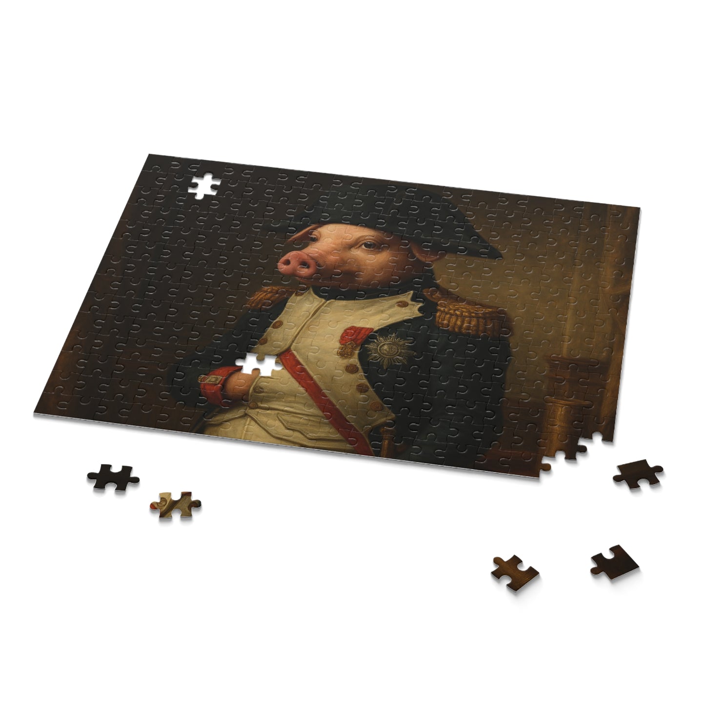 Napoleonic Pig Puzzle - 120, 252, 500-Piece Options | Unique Animal Art Jigsaw