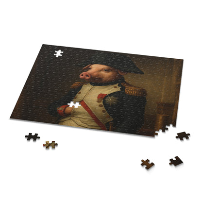 Napoleonic Pig Puzzle - 120, 252, 500-Piece Options | Unique Animal Art Jigsaw