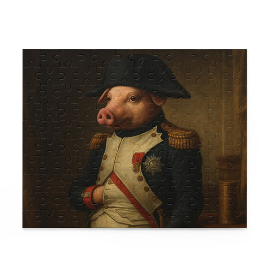 Napoleonic Pig Puzzle - 120, 252, 500-Piece Options | Unique Animal Art Jigsaw