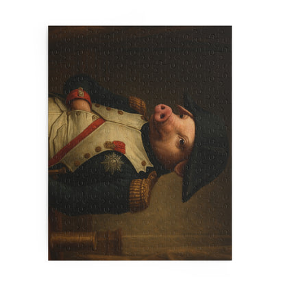 Napoleonic Pig Puzzle - 120, 252, 500-Piece Options | Unique Animal Art Jigsaw
