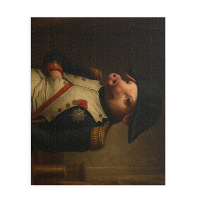 Napoleonic Pig Puzzle - 120, 252, 500-Piece Options | Unique Animal Art Jigsaw