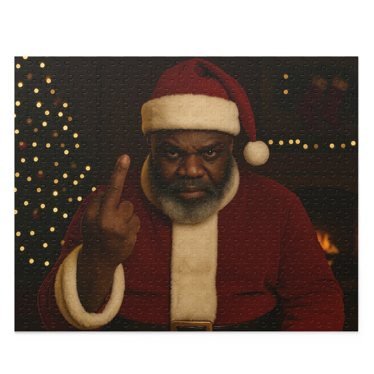 Santa Giving the Finger Puzzle — Funny Adult Christmas Jigsaw (120/252/500 pcs)