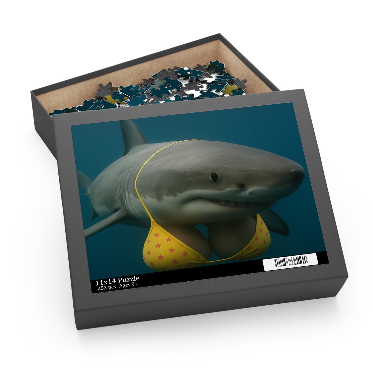 Shark in Bikini Jigsaw Puzzle — Funny Ocean Animal Puzzle (120/252/500 pcs)