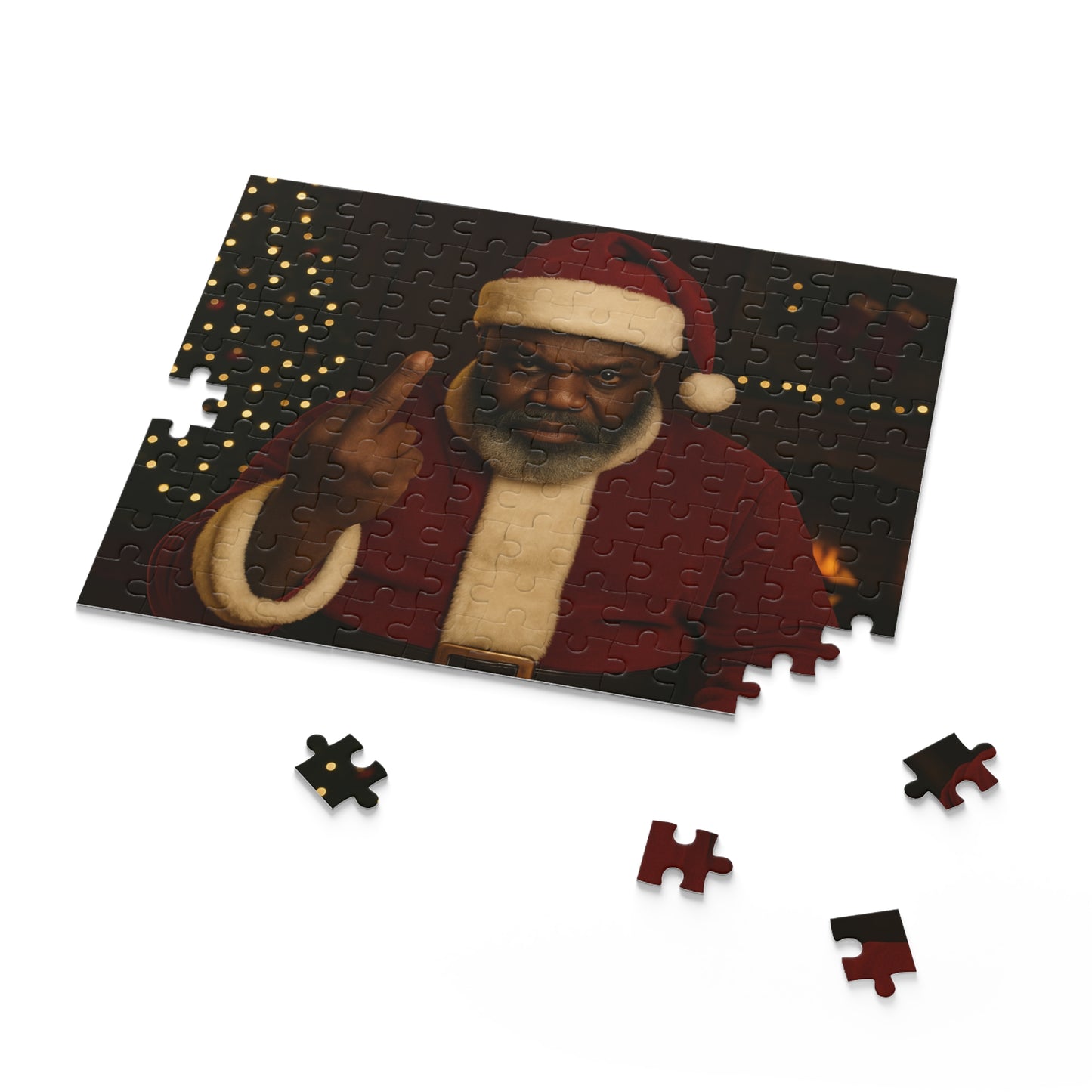 Santa Giving the Finger Puzzle — Funny Adult Christmas Jigsaw (120/252/500 pcs)