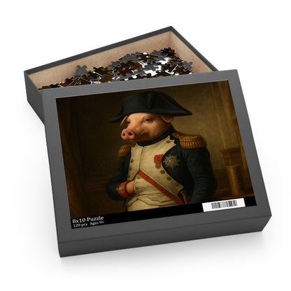 Napoleonic Pig Puzzle - 120, 252, 500-Piece Options | Unique Animal Art Jigsaw
