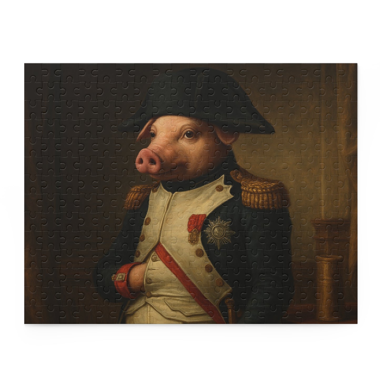 Napoleonic Pig Puzzle - 120, 252, 500-Piece Options | Unique Animal Art Jigsaw