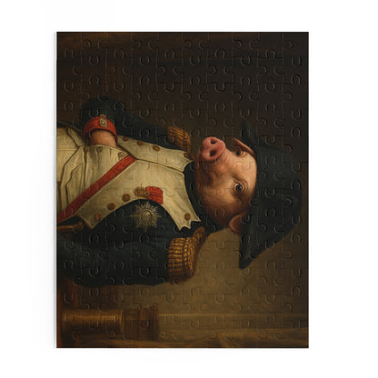 Napoleonic Pig Puzzle - 120, 252, 500-Piece Options | Unique Animal Art Jigsaw