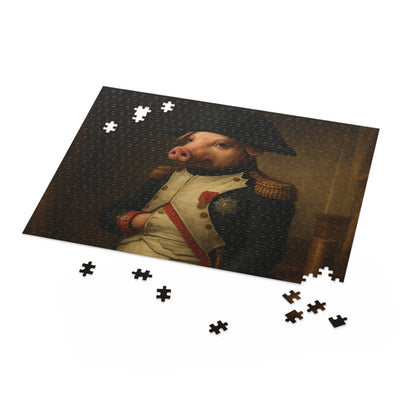 Napoleonic Pig Puzzle - 120, 252, 500-Piece Options | Unique Animal Art Jigsaw