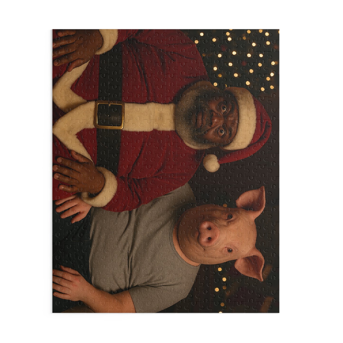 Holiday Portrait Puzzle — Santa and Pig Mask 120/252/500-Piece Jigsaw