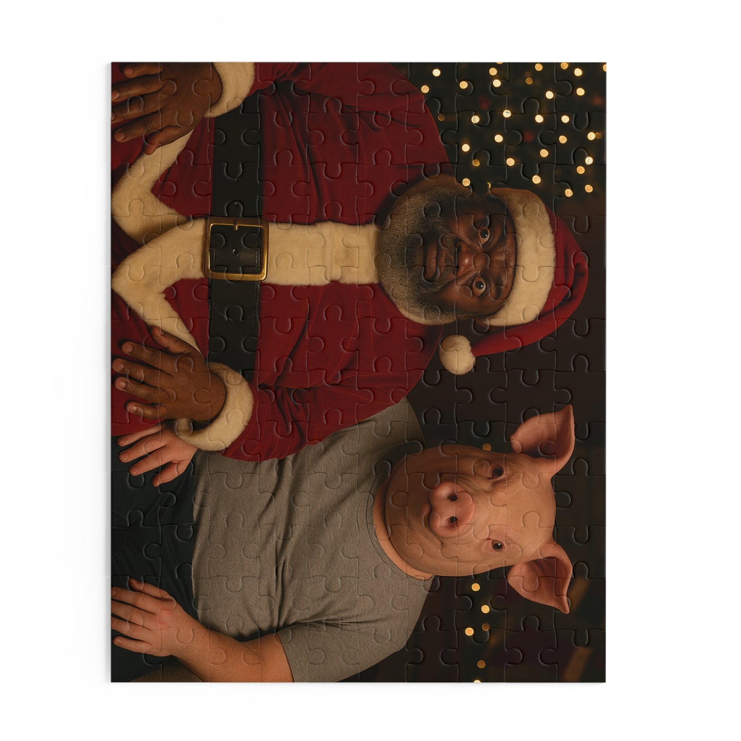Holiday Portrait Puzzle — Santa and Pig Mask 120/252/500-Piece Jigsaw