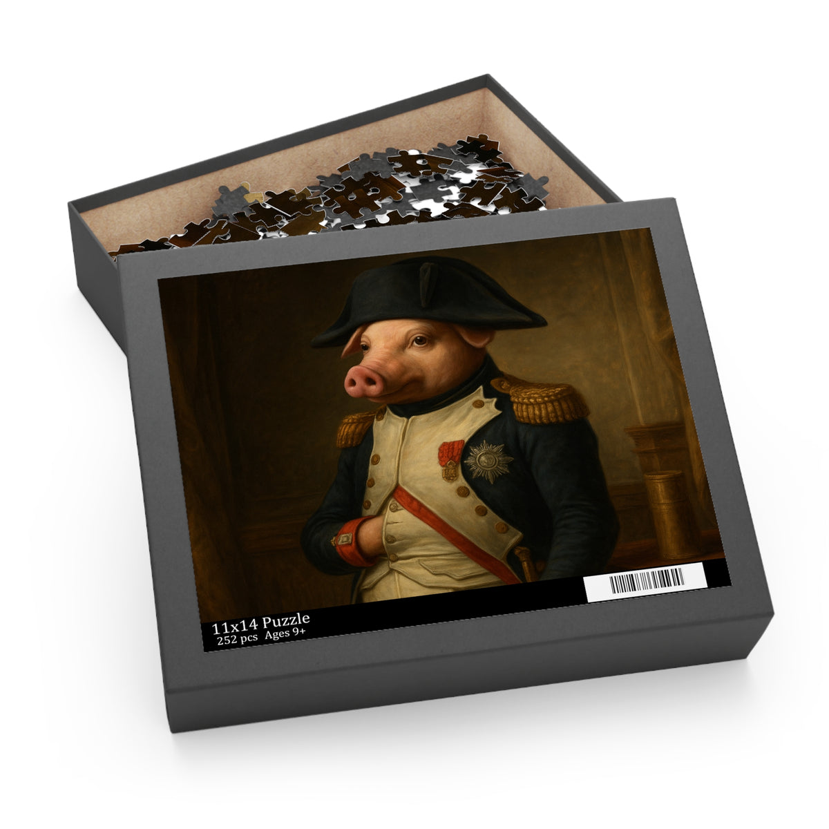 Napoleonic Pig Puzzle - 120, 252, 500-Piece Options | Unique Animal Art Jigsaw