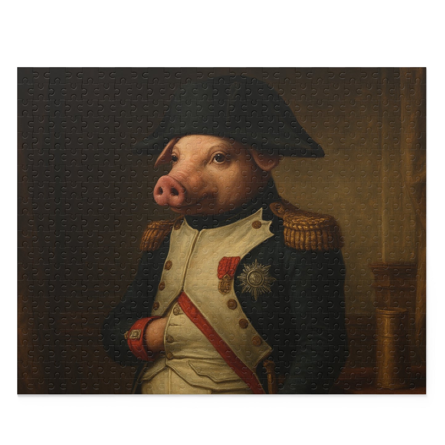 Napoleonic Pig Puzzle - 120, 252, 500-Piece Options | Unique Animal Art Jigsaw