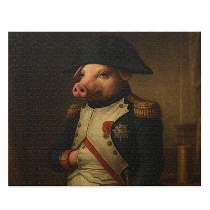 Napoleonic Pig Puzzle - 120, 252, 500-Piece Options | Unique Animal Art Jigsaw